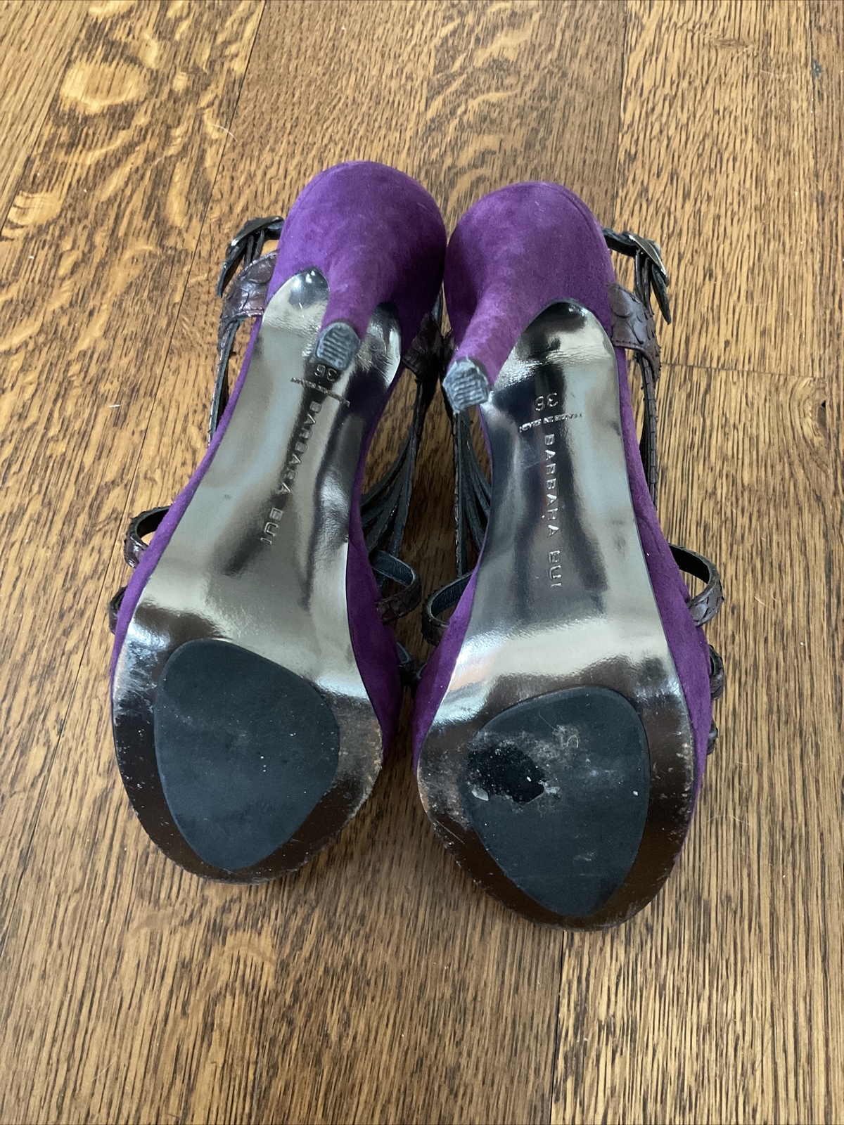 BARBARA BUI Python Embossed Platform Sandals, Pur… - image 6