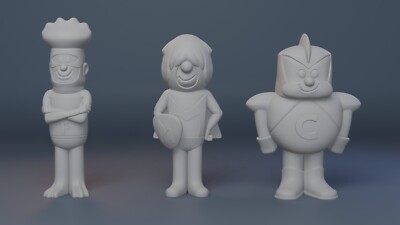 The Impossibles Coil Man Fluid Man Multi Man with Car 4 Piece Set 3D Printed