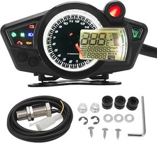 Lcd Digital Universal Motorcycle Odometer Speedometer Tachometer Kmh Mph Gauge