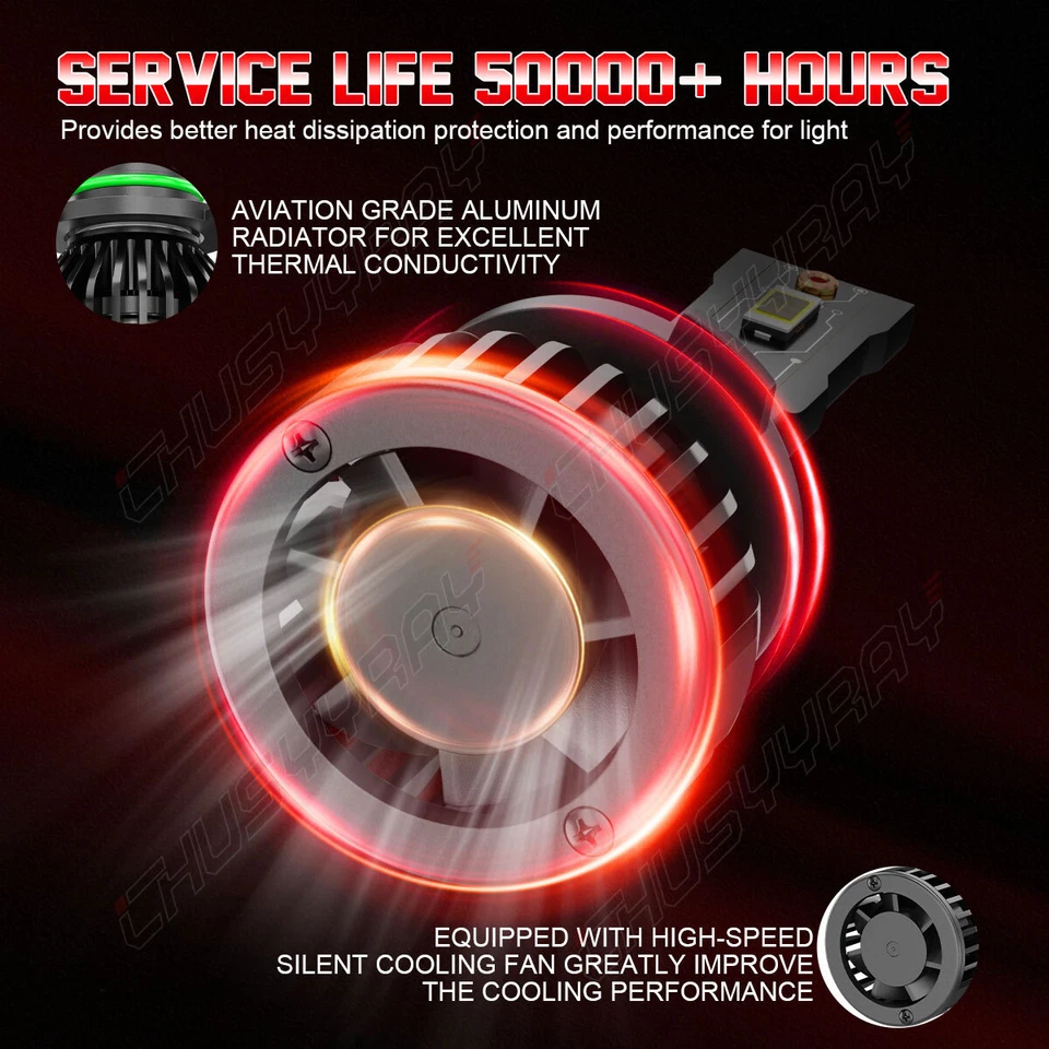 Upgrade 9006 LED Headlight Bulbs 6000K White High Low Beam Fog Light 6000Lm 2x - Image 3 of 4