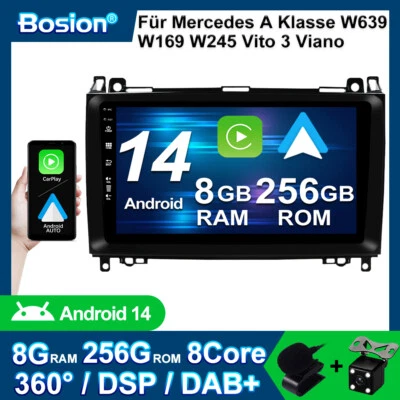 NO-NAME Autoradio 8+256GB Android 14 per Mercedes Classe A W639 W169 W245 Vito 3 Viano