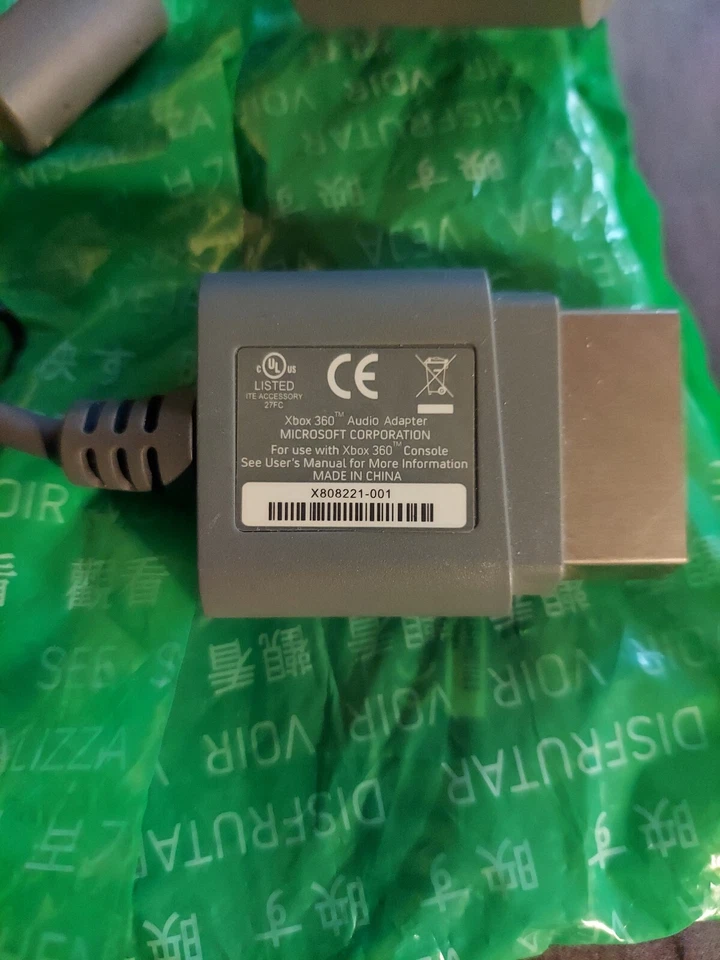 NEW Official Genuine Microsoft XBOX 360 RCA Optical Audio Adapter Cable Gray - Image 3 of 4