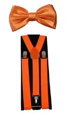 Unisex Clip-on "Orange" Bow tie & Suspender Set