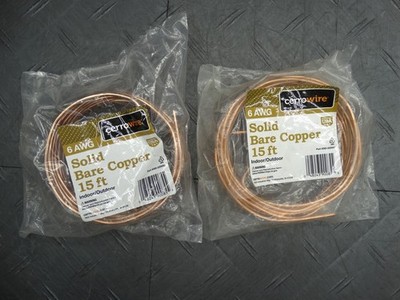 Cerrowire 15 ft. 6-Gauge Solid SD Bare Copper Grounding Wire (Lot of 2)