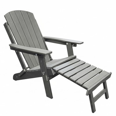 osoltus Canadian Deck Chair Adirondack Stuhl incl. Fußhocker HDPE Grau