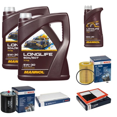BOSCH Inspektionspaket 11L MANNOL Longlife 504/507 5W-30 für Mercedes-Benz
