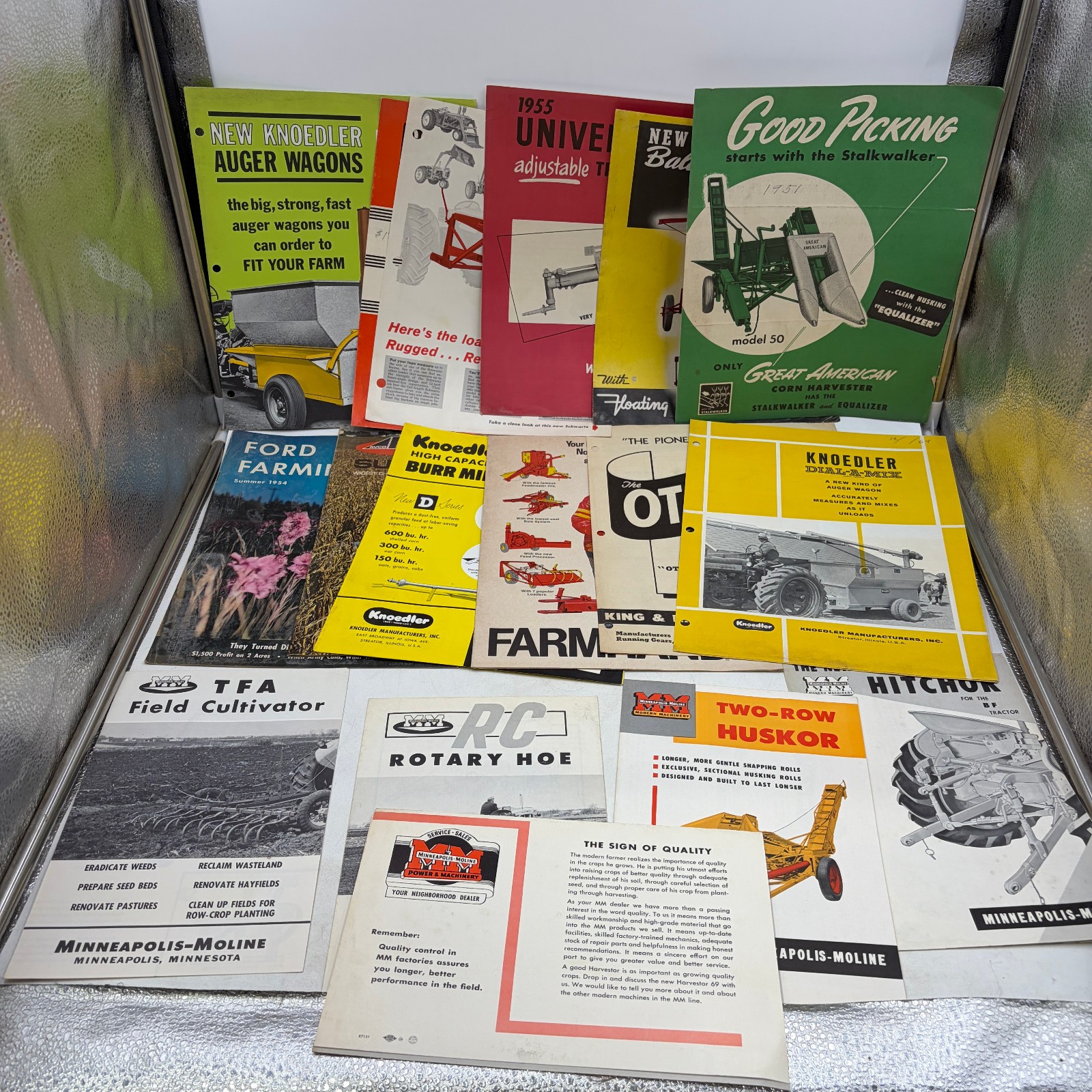 Lot of vintage 1950s-60s farm equipment brochures minneapolis moline ford