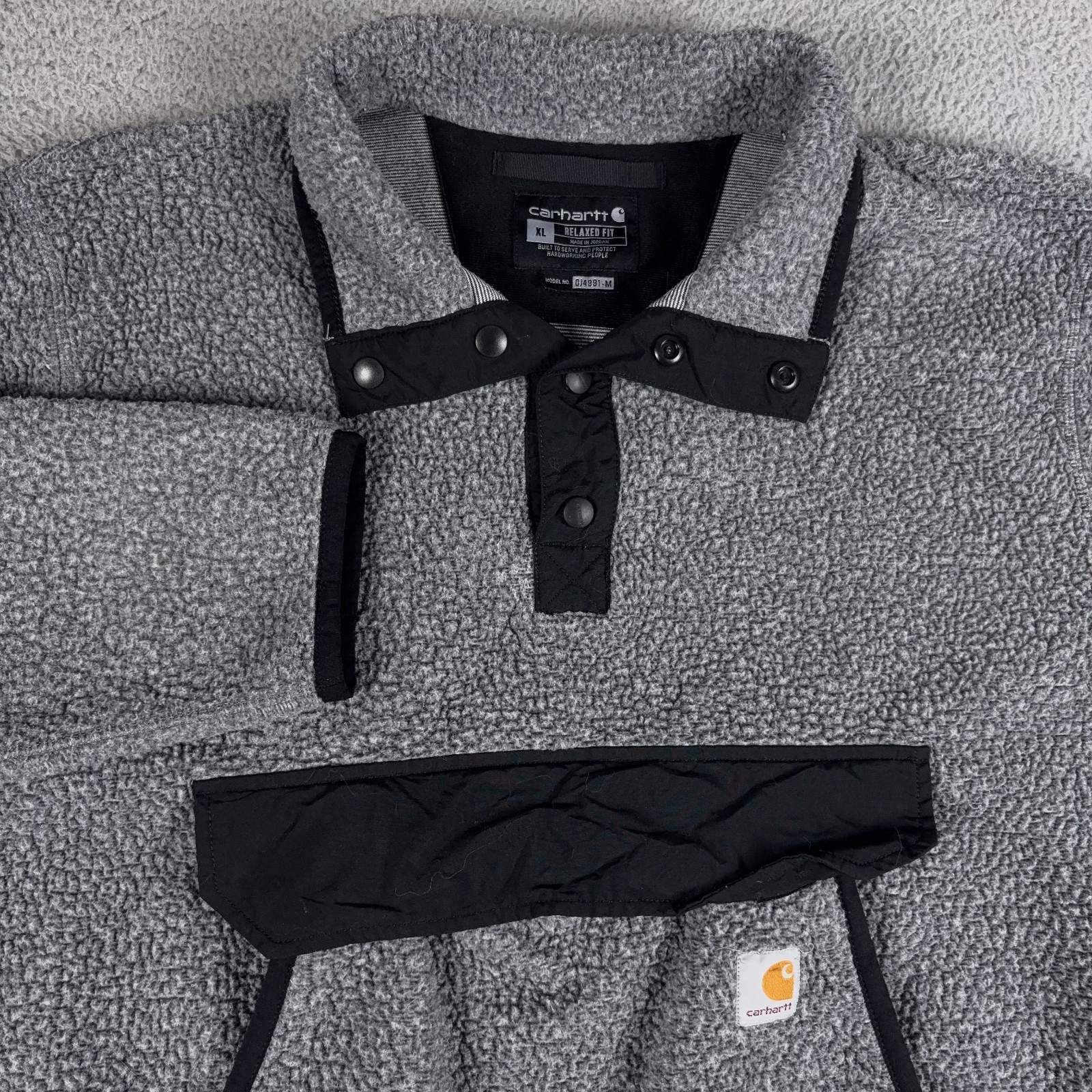 Carhartt Men's XL Relaxed Fit Fleece Snap Front Windbreaker Sherpa Lined Jacket OJ4991