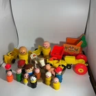 Vintage Little People Lot Wooden And Plastic Figures And Vehicles (L)