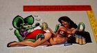VINTAGE RATFINK DRINKS BEER W/ GORGEOUS WOMAN 14" ENAMEL METAL GASOLINE OIL SIGN