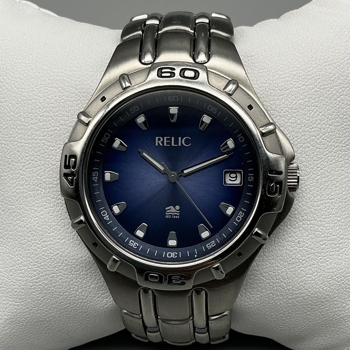 Relic  Relic Mens Watch 39mm Blue Dial Stainless Steel Sport Date New