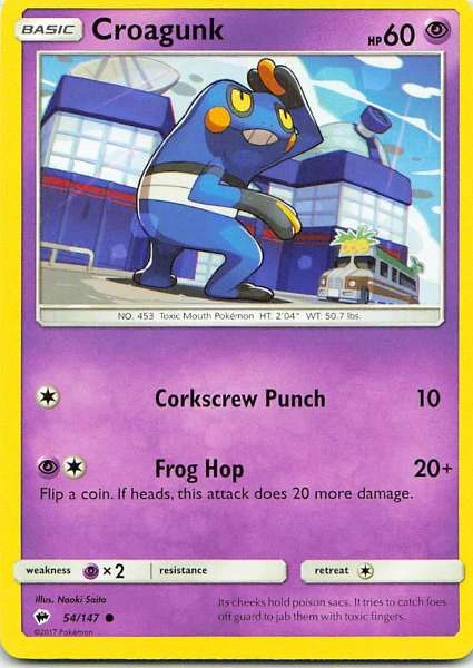 Croagunk 54/147 Burning Shadows Common NM Pokemon TCG