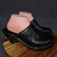 Born Clogs Women's Black US 10 EU 42 Leather Slip On Wedge Heel Mules