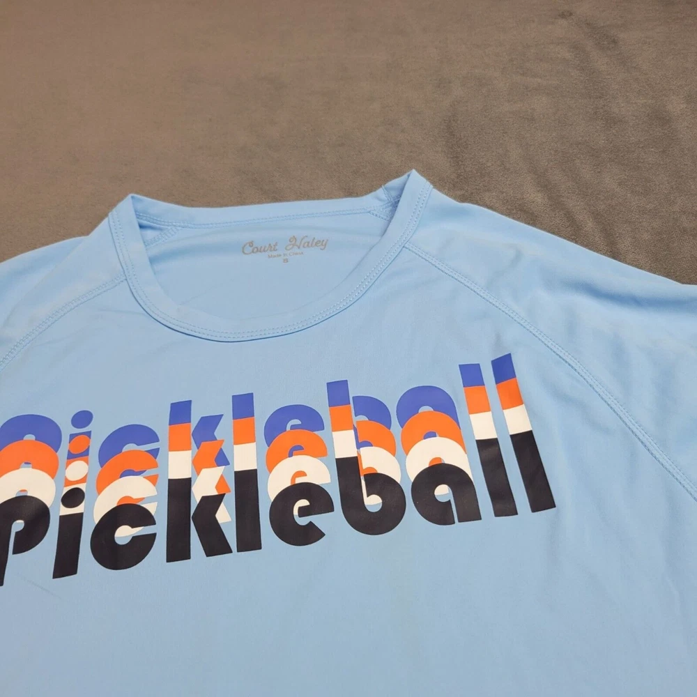 Pickleball Graphic Light Blue T-Shirt Small By Court Haley Made Of 100%... Pickleball Graphic Light Blue T-Shirt Small By Court Haley Made Of 100%...