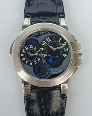 Harry Winston  Ocean Dual Time 18K White Gold Men`s watch, 400/MATZ44WL.K1