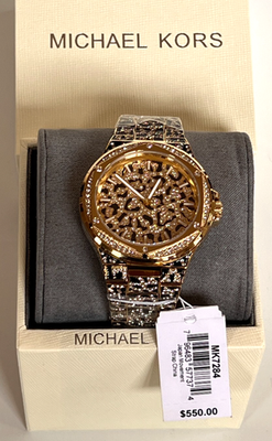 Michael Kors Lennox Animal Pavé Gemmed Gold-Tone Women's Watch