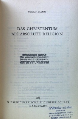 Das Christentum als absolute Religion; Mann, Ulrich: 1748486