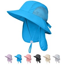Outdoor Kids Sun Hats with Neck Flap Boys Girls Wide Brim UPF 50 UV Protecti...