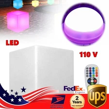 17" LED Cube Light Pub Bar Stool W/Remote Control 16 RGB Colors Changing Chair