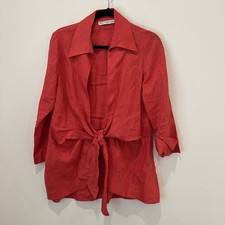Neiman Marcus 100% Linen Open Front Tie Jacke...