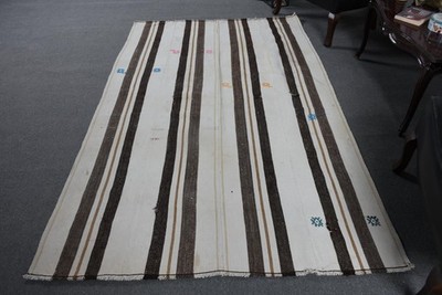 Turkish Rug, Area 4,7x7,4 ft Vintage Rug, White Brown Oriental Wool Rug