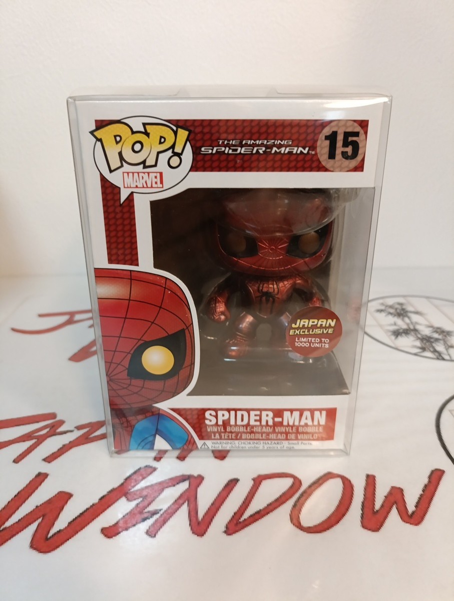 Funko Pop #15 Metallic Spider-Man Figure Japan Exclusive Blu-Ray