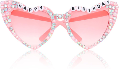 Birthday Glasses for Women Pink Heart Sunglasses Birthday Party Favors