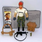 Vintage 1987 Hasbro GI Joe OUTBACK v1 3.75" Action Figure & File Card Flashlight