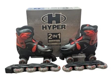 Hyper 2-in-1 Quad and Inline Skates Combo for Kids Adjustable Size 1-4 Red/Black