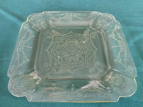 Yellow Depression Glass Lorain Basket 10” Charger/Dinner Plate