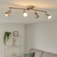 Deckenleuchte Wohnzimmerlampe Spotleiste Led GU10 Silber 4-Flammig Schwenkbar