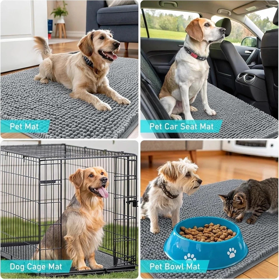 Dog Door Mat for Muddy Paws 30X20 Absorbs Moisture and Dirt Absorbent Non-Slip - Image 4 of 4