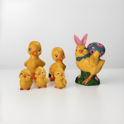 Easter Figures -  Chickens - Ducks- 6 Pieces, one light up