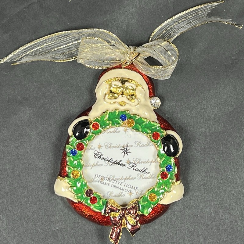 Christopher Radko Jeweled Santa Claus Theme Picture Ornament Hanging