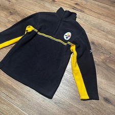 Vintage NFL Pittsburgh Steelers Black Quarter Zip Fleece Pullover Kids Size 8