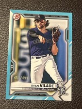2021 Bowman Prospects Sky Blue Border SP #’d /499 Ryan Vilade #BP-68 Rockies