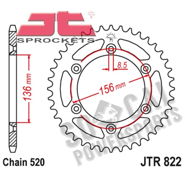 Стальная задняя звездочка JT Sprockets шаг 520 43 зуба Husqvarna TC 570 (2001) - Изображение 2 из 3
