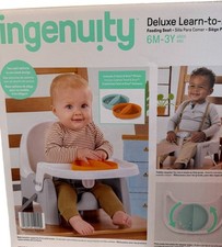 Ingenuity Deluxe Learn-to-Dine Booster Chair White Adjustable Harness Tray