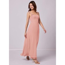 Azazie x Barbie Rosette A Line Pleated Hem Maxi Dress Size 6 Feminine Romantic