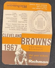 1967 Cleveland Browns Football Official Schedule Richman Bros. Rare Vintage