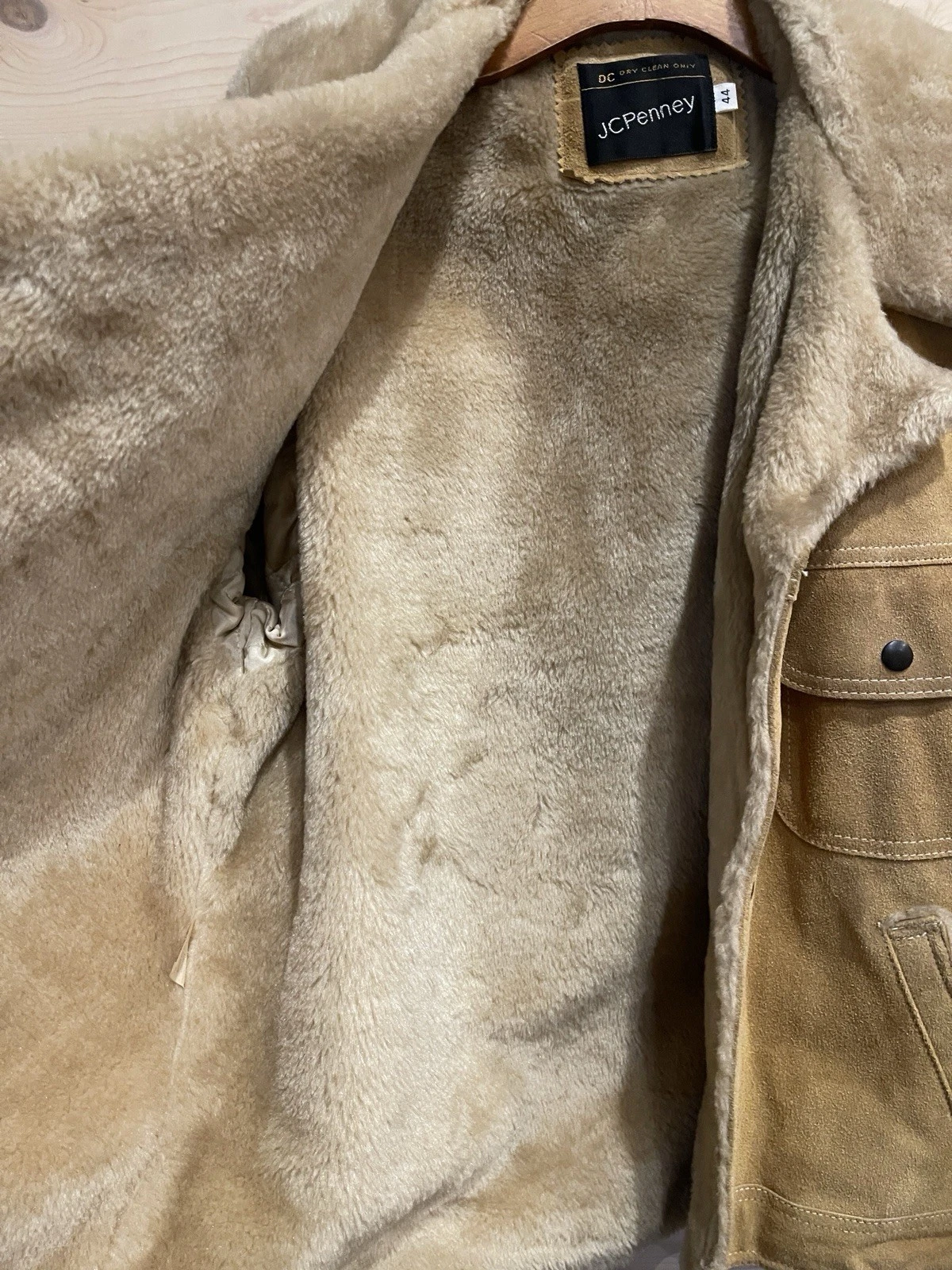 Vintage 70s JCPenney Suede Sherpa Jacket Mens 44 Reg Western Rancher Brown image 4