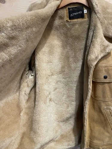 Vintage 70s JCPenney Suede Sherpa Jacket Mens 44 Reg Western Rancher Brown image 4