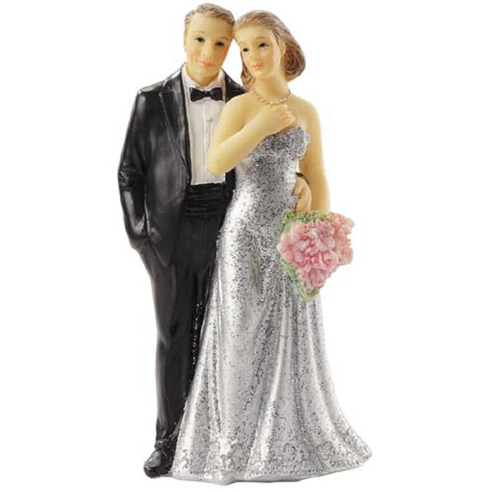 Figura Di Torta Anniversario D'Argento Decorazione Torta Sposi 10cm C O D - Immagine 3 di 4