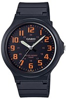 Casio MW-240-4BJH Herren Analog Uhr Schwarz Rotes Zifferblatt Harzband...