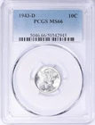 1943-D Mercury Dime PCGS MS-66