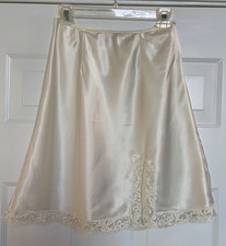 Victoria's Secret Gold Label Satin Skirt Half Slip S/M Ivory Button Vintage Y2K
