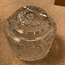 Antique Crystal Cut Small Ceiling Pendulum Light Shade Lamp Heavy Glass 6”