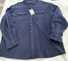 NEW Roundtree  Yorke Flannel Shirt 2XL Heavy Chore Solid Navy Blue NWT