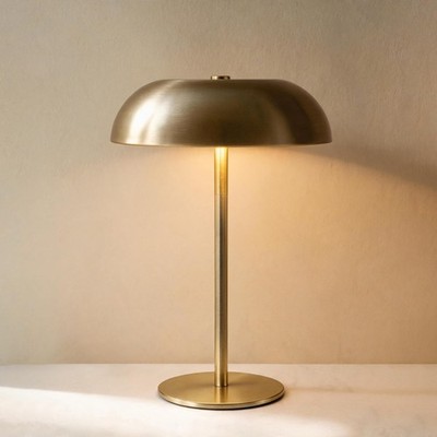 Portable LED Mushroom Table Lamp, Cordless Gold Table Lamp with 3 Color Stepl...