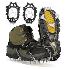 24 Spikes Crampons for Shoes, Anti Slip Ice Cleats for Shoes and X-Large Black